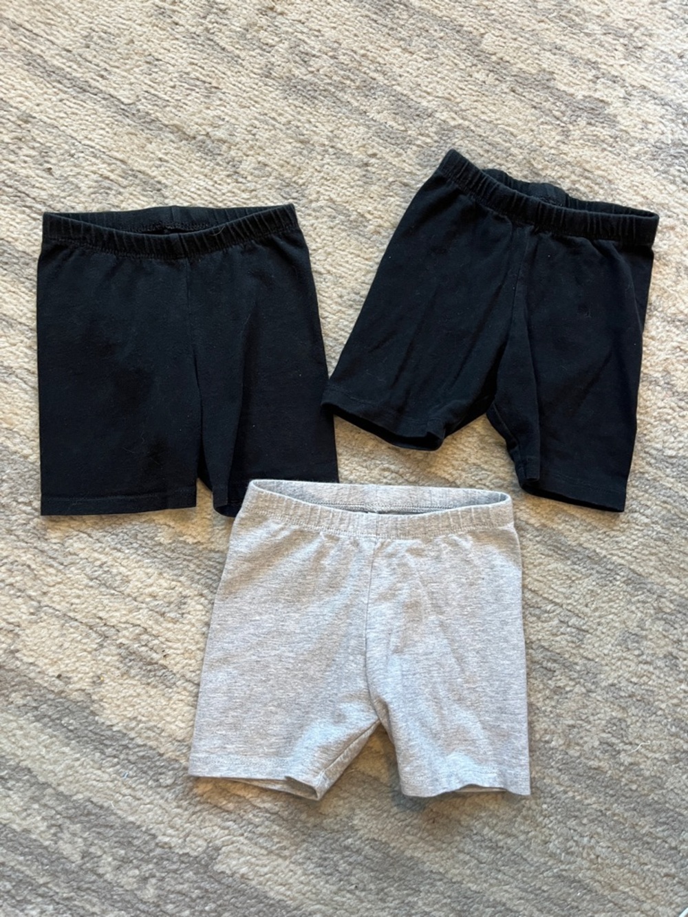 Cat & Jack Basic Knit Bike Shorts Trio - 2 Black & Gray